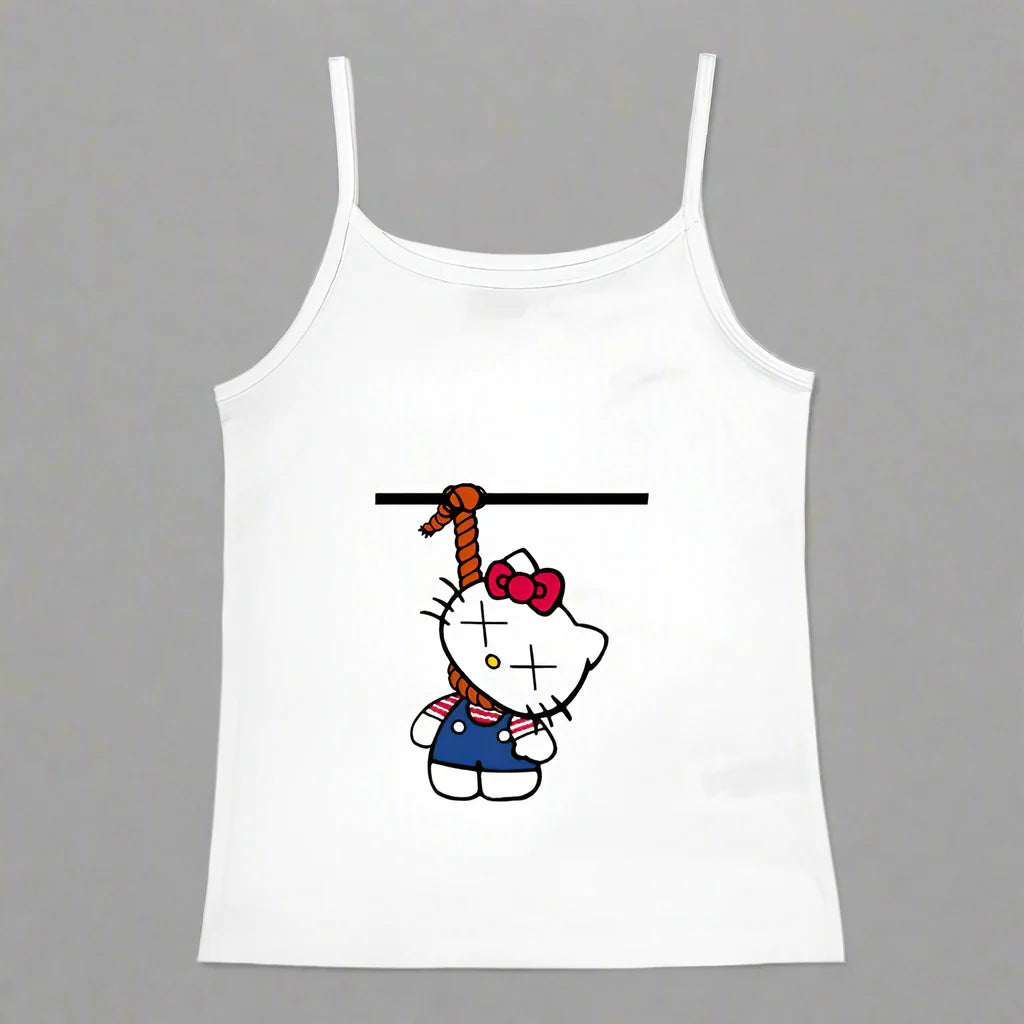 Y2K Hello Kitty Crop Top – Emo Girls Vintage Punk Tank FitiqueFit
