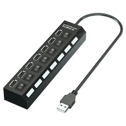USB Hub 7 Port Multi USB Splitter Power Adapter Multiple Expander With On Off Switch For PC Laptop MacBook Accessories Pi-Mart