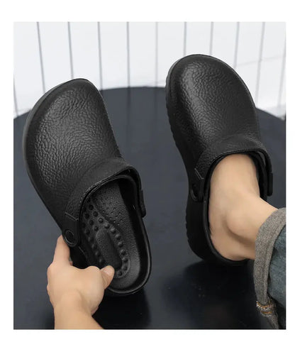 2025 Men's EVA Sandals Summer Large Black Kitchen Anti-Slip Work Shoes Waterproof Oil-Repellent Chef Shoes Kitchen Accessories NovaCart