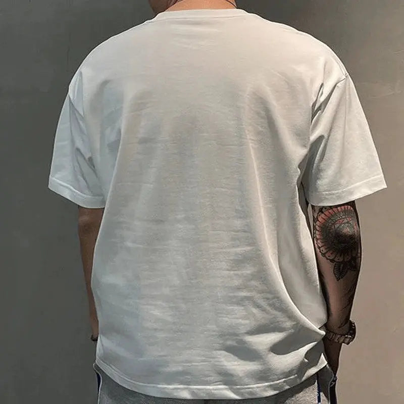 2023 Summer Casual All-match Trend Korean Fashion Short Sleeve Round Neck Solid Color Letter Printed Loose Fashion Youth T-shirt NovaCart