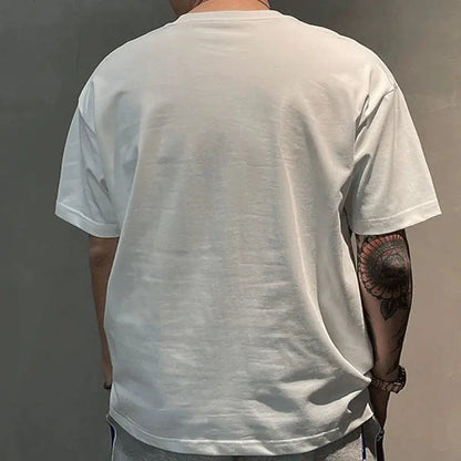 2023 Summer Casual All-match Trend Korean Fashion Short Sleeve Round Neck Solid Color Letter Printed Loose Fashion Youth T-shirt NovaCart