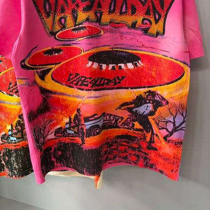 2026 New Fashion Streetwear Shinning Diamond Baggy Tshirts for Men and Women Short Sleeve Rhinestone Cotton Top Tees Oversized NovaCart