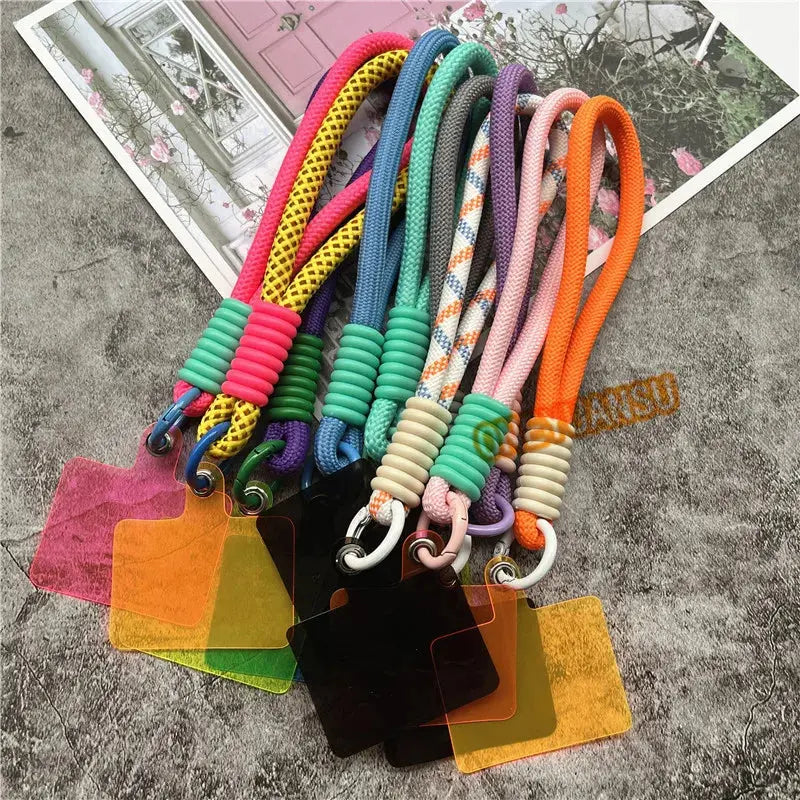 Wrist Strap for Phone Contrasting Colors Lanyard Keys Metal Keyring Accessories With Patch Cellphone Charm Luxury Hand Strap NovaCart