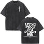 Christian Jesus Faith Over Fear Bible Verse Washed T-shirts Men Women Fashion Vintage Oversized T Shirts Harajuku Cotton T-shirt NovaCart