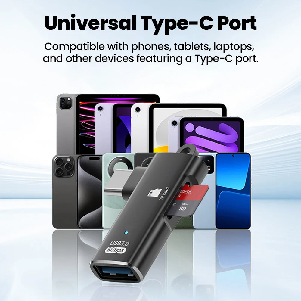 High-Speed 3 in 1 USB 3.0 Type C to TF Card Reader Adapter Memory Card OTG Reader for iPhone 15/16 Huawei PC Laptop Pi-Mart