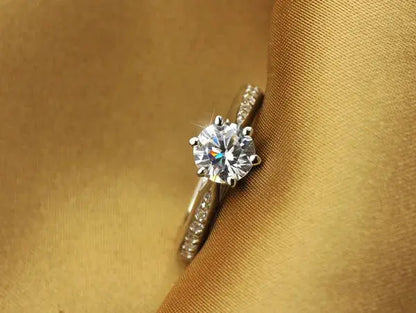 Luxury 925 Sterling Silver Classic Ring for Women Six claw jewelry simple 70ct diamond ring imitation diamond women's ring NovaCart