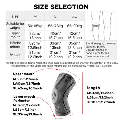 1PC Silicone Knee Pads Strap Patella Medial Support Meniscus Compression Knee Braces for Running Sport Knee Protection Pi-Mart