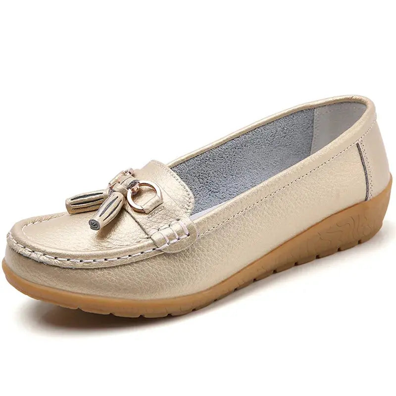 Women's Loafers White Shoes For Woman Genuine Leather Flats And Loafers Slip On Comfortable Woman Shoes Leather Women Moccasins NovaCart