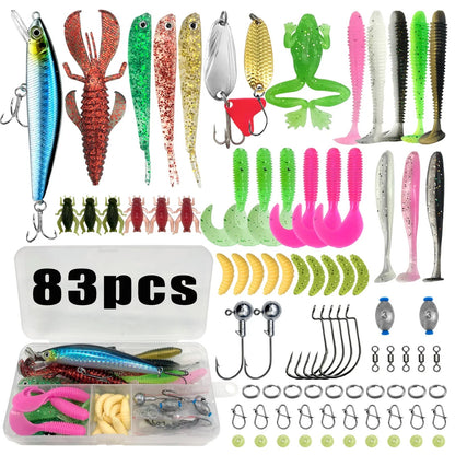 Fishing 83/133/193/239/409pcs Fishing Lure Kit For Trout/Pike/Bass Multi-Lure Fishing Set Layered Tackle Pro Gear Tackle Box Pi-Mart