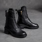 Birkuir Winter Plush Warm Boots Genuine Leather Women Snow Boots 6cm Thick Heel Shoes Handmade Side Zip Leisure Platform Boots NovaCart