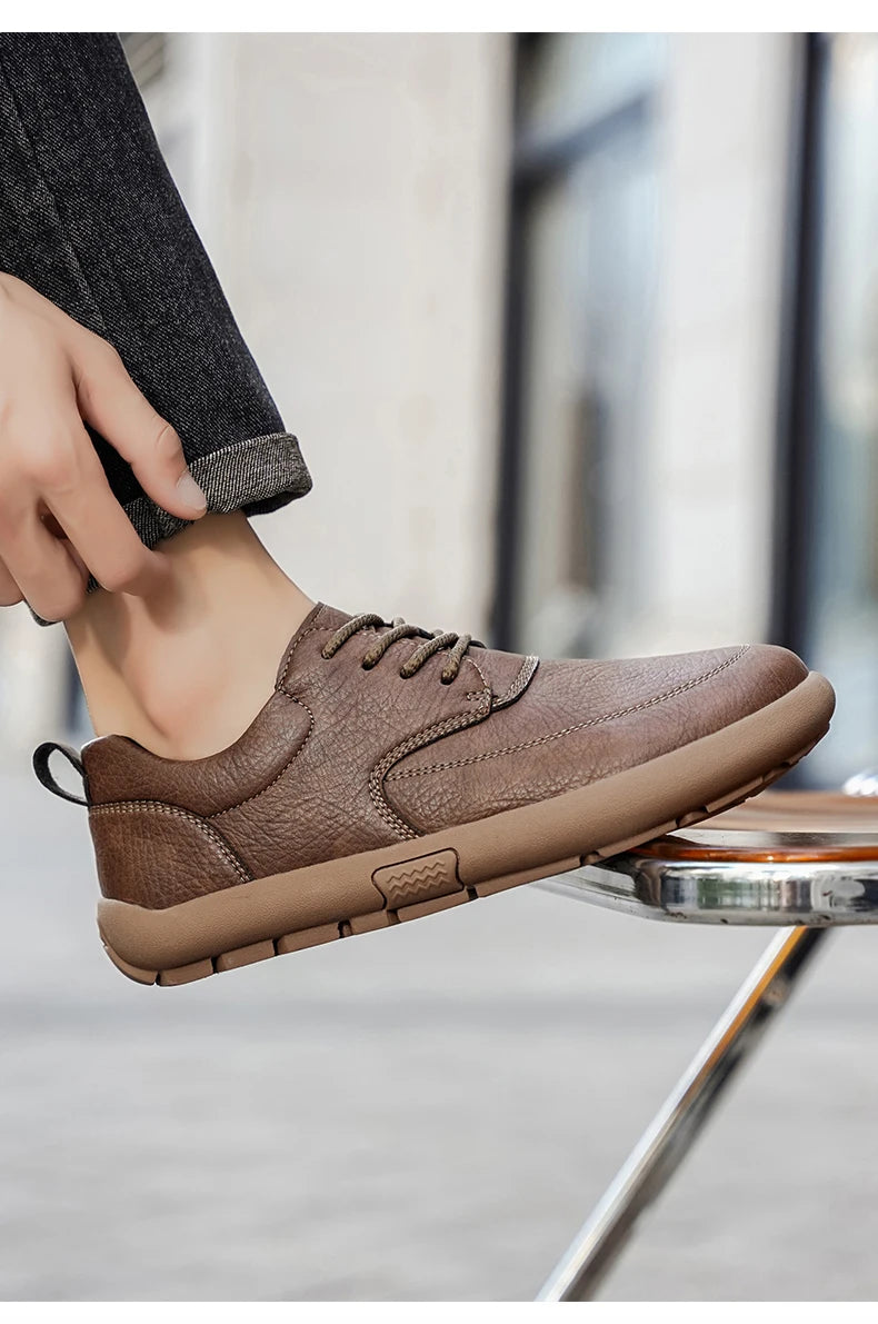 Shoes for Men Male Sneakers Leather Shoes Round Toe Apring and Autumn Wear-resistant Return To The Ancients Loafers All-match NovaCart