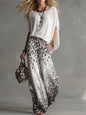 Chiffon Puff-Sleeve Top & Wide-Leg Pants Set – 15 Colors FitiqueFit