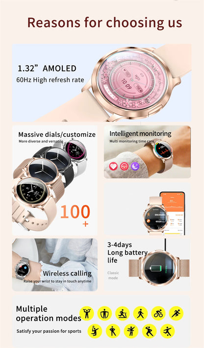 LIGE Women Smart Watch 2026 Ultra-thin AMOLED Screen Sport Fitness Bracelet Custom Watch Face Bluetooth Call Luxury Smartwatch NovaCart