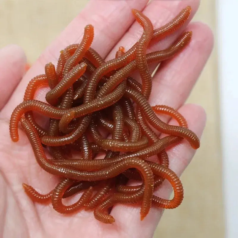 BURLE Lifelike Fishy Smell Red Soft Lures Simulation Earthworm Red Worms Artificial Fishing Lures Pi-Mart
