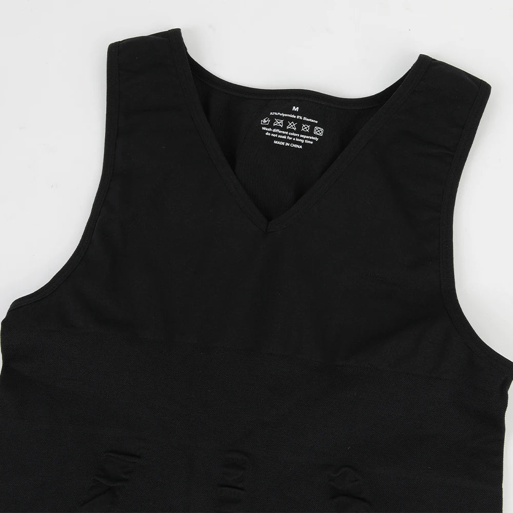 Men's Body Shaper Slimming Shirt V Neck Tummy Vest Compression Base Layer Slim Muscle Tank Top Shapewear NovaCart