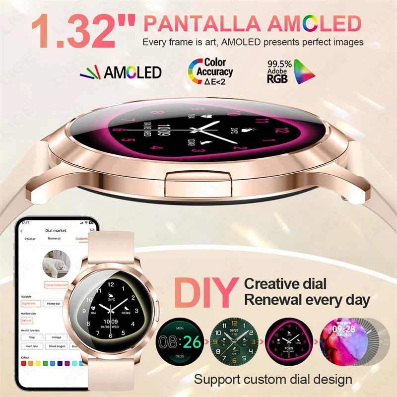 LIGE Women Smart Watch 2026 Ultra-thin AMOLED Screen Sport Fitness Bracelet Custom Watch Face Bluetooth Call Luxury Smartwatch NovaCart