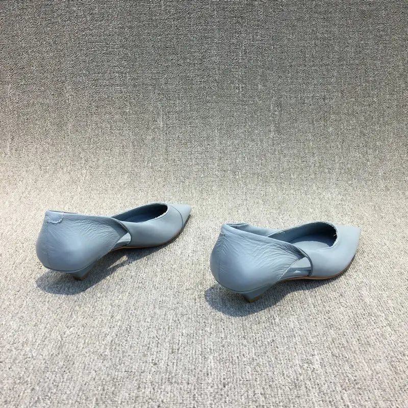 Shoes for Woman 2024 Comfortable Women's Summer Footwear Moccasins Blue Low Heel Elegant Pointed Toe High Quality Popular Young NovaCart
