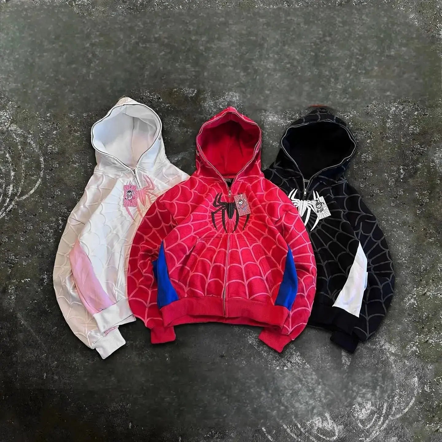 Y2k Retro Gothic America Spider Foaming 3d Print Hoodies Fashion Oversized Loose Full Zipper Hoodie Men Jacket Street Sweatshirt NovaCart