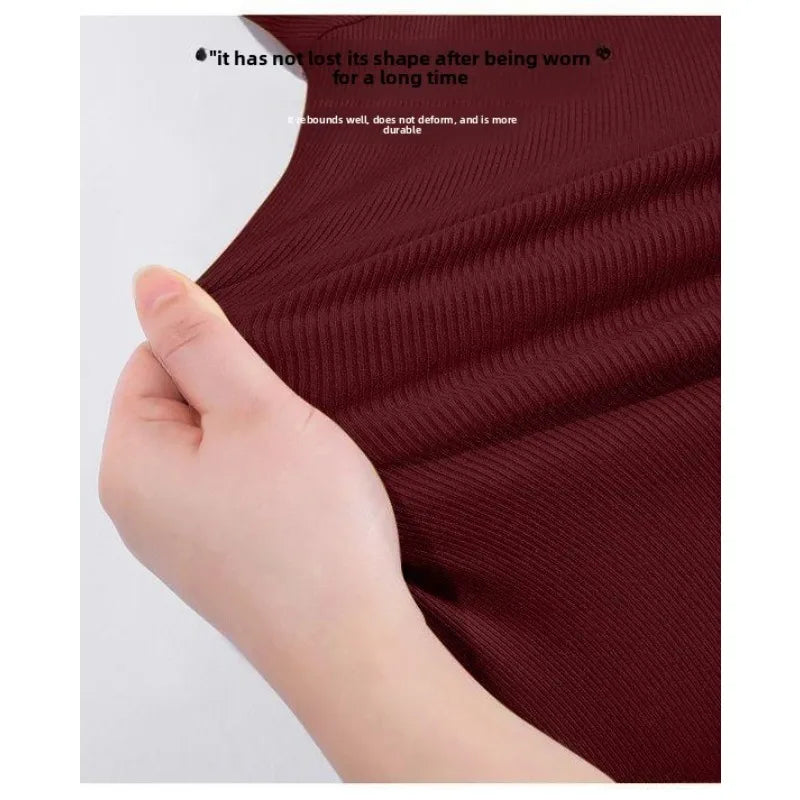 Threaded New Short Sleeved Top for Women Summer Fashion Versatile Base Shirt Plus Size Slim Fit V-neck T-shirt Casual and Sexy NovaCart