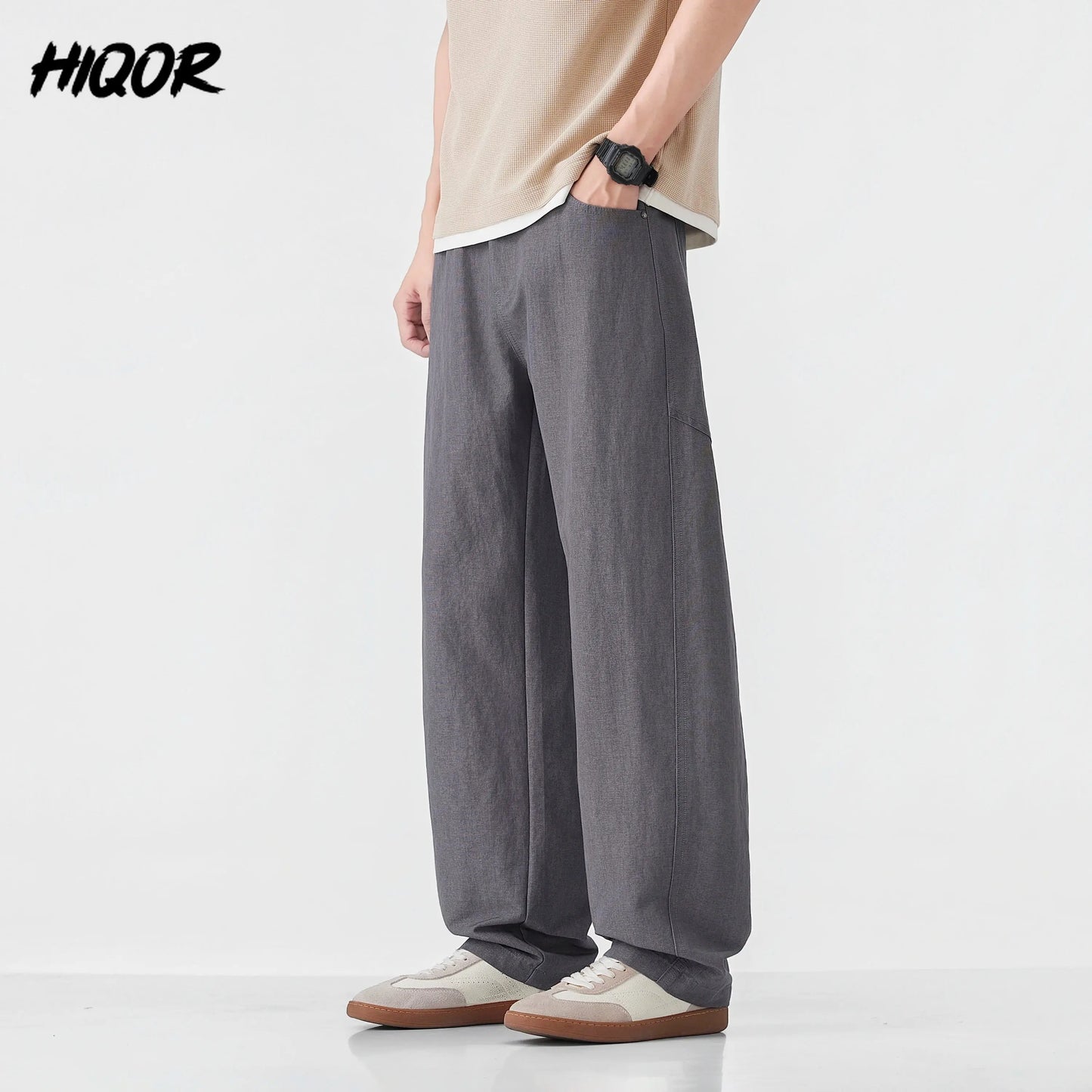 HIQOR Spring Men's American Retro Casual Pants Man Summer Sweatpants Joggers Track Pants Fashion Casual Loose Wide Leg Trousers NovaCart