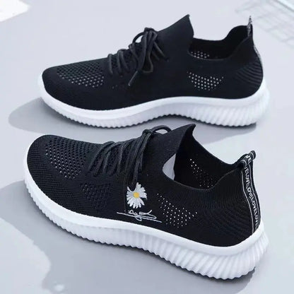 Summer Small White Shoes for Women's Casual Flying Knitted Shoes Comfortable Soft Sole Breathable Running Students' Shoes NovaCart