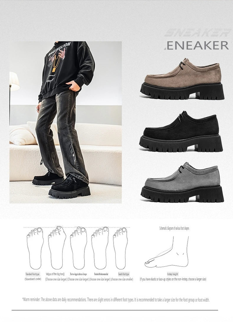 Men's Shoes 2025 Autumn New Style High-heel Thick-soled Loafers, Durable and Retro Casual Shoes, Everyday Street Trend Sneakers NovaCart
