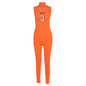 Women Tracksuit Slim Elastic High Print Figure Zipper Jumpsuit Y2K Sports