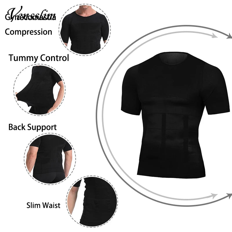 Compression Slimming T-shirt Men Body Shaper Waist Trainer Fitness Vest Fat Burn Chest Slim Shirt weight loss shapewear NovaCart