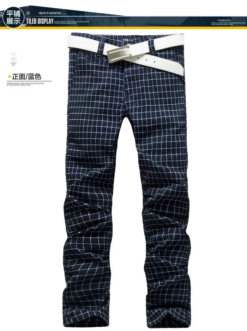 Checked pants for man Black Casual Pants Men Trousers Streetwear Mens linen Pants Slim Fit Male Plaid Pant men\'s Check Pants NovaCart