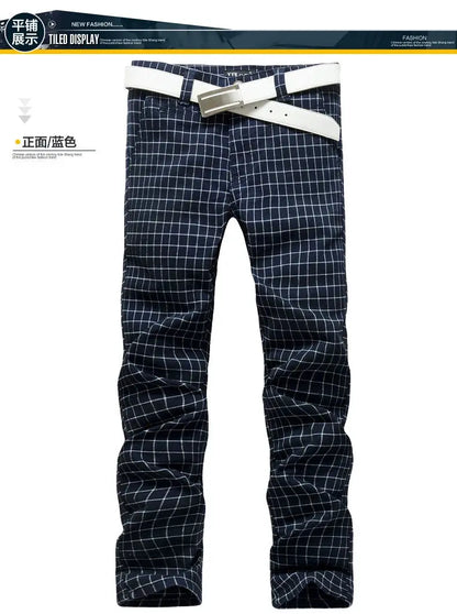Checked pants for man Black Casual Pants Men Trousers Streetwear Mens linen Pants Slim Fit Male Plaid Pant men\'s Check Pants NovaCart