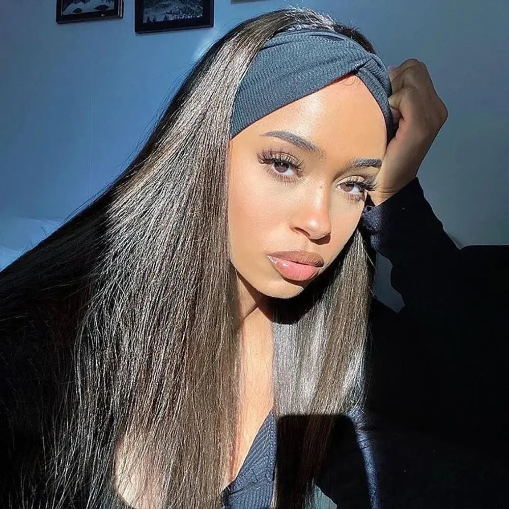 Headband Wig Human Hair Bone Straight Human Hair Wigs Full Machine Made Peruvian Human Hair Wigs For Black Women Easy to Go 180% NovaCart