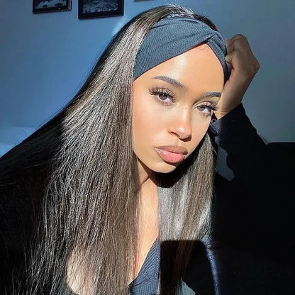 Headband Wig Human Hair Bone Straight Human Hair Wigs Full Machine Made Peruvian Human Hair Wigs For Black Women Easy to Go 180% NovaCart
