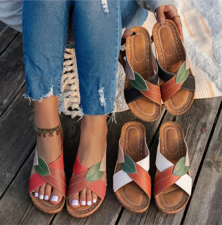 Fashion Summer Woman Sandals Shoes Wedge Shoes Woman Retro Slip On Women's Sandals Elegant Footwear Sandalias Mujer Female NovaCart