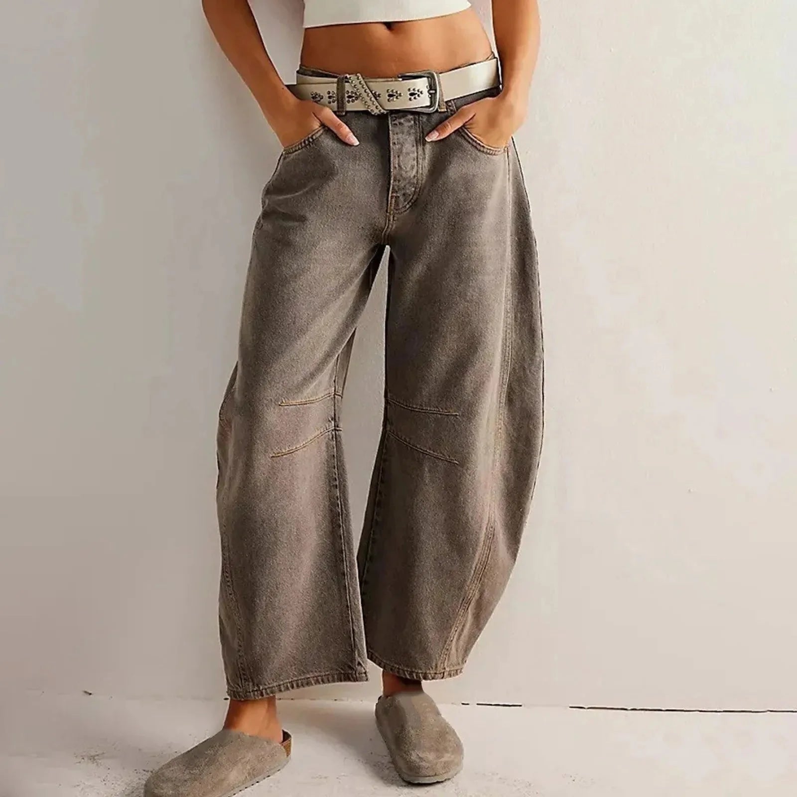 Women's Y2K Baggy Mid-Waist Wide-Leg Jeans – 90s Streetwear Vibe FitiqueFit
