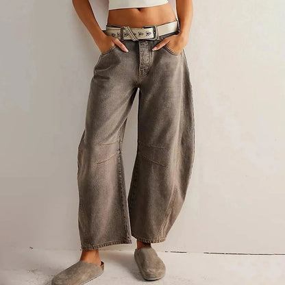 Women's Y2K Baggy Mid-Waist Wide-Leg Jeans – 90s Streetwear Vibe FitiqueFit