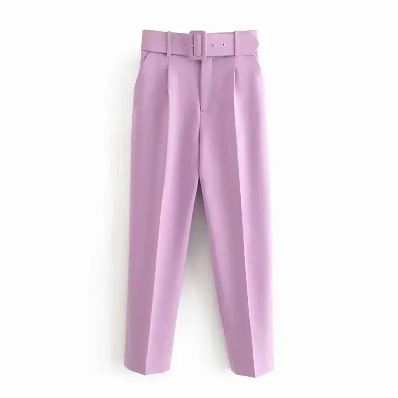 Fashionable Elegant High-Waisted Carrot Pants
