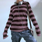 Women Teen Girls Fairy Grunge Y2k Long Sleeve Baggy Shirt Tops Striped Baby Tees Vintage Streetwear T-Shirt Autumn Clothes NovaCart