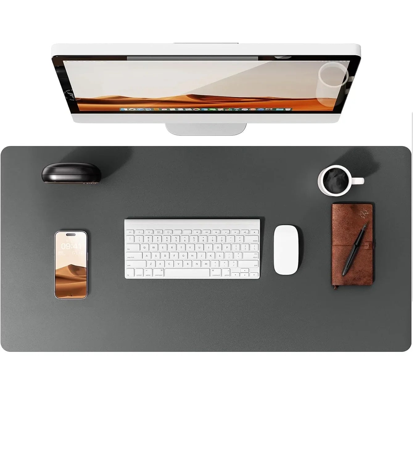 Large Mouse Pad,Office Desk Mat, Leather Desk Pad Protector, Non-Slip PU Leather Desk Blotter, Laptop Desk Pad Pi-Mart