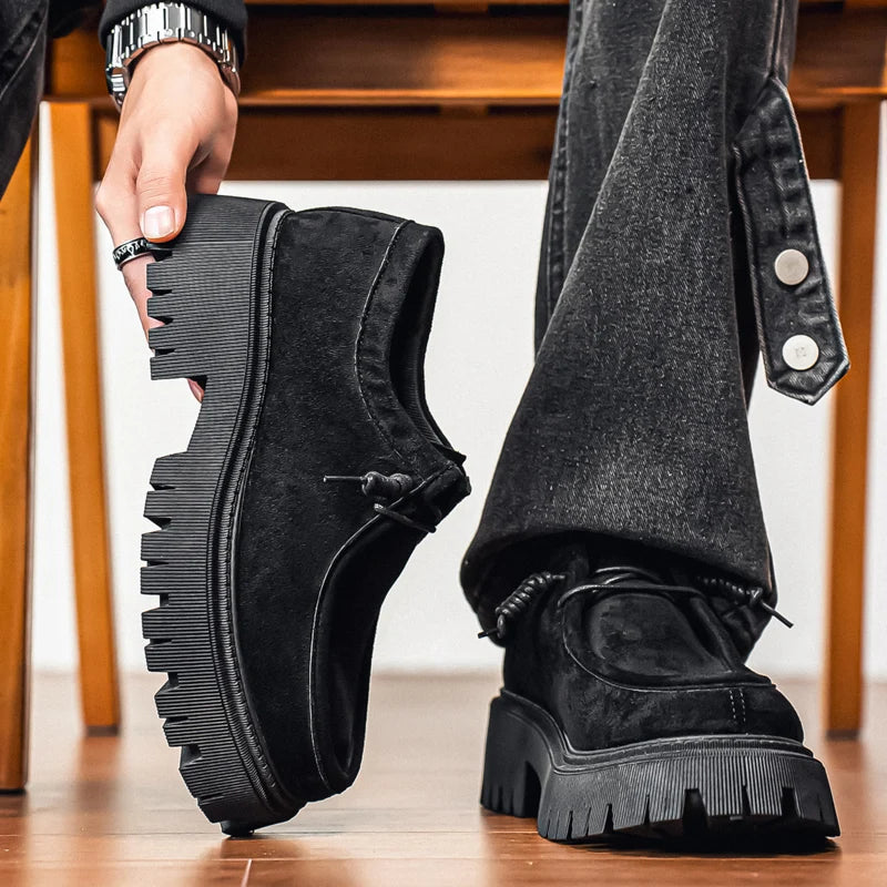 Men's Shoes 2025 Autumn New Style High-heel Thick-soled Loafers, Durable and Retro Casual Shoes, Everyday Street Trend Sneakers NovaCart