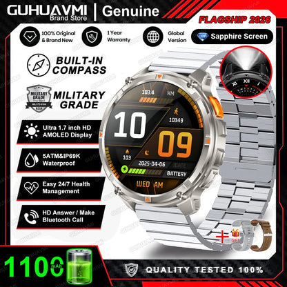 2026 New T-Rex3 Pro 1100mAh Battery Smart Watch GPS path 5ATM Waterproof Sports Run tracker Outdoors Compass Military Smartwatch NovaCart