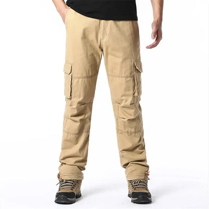 Large Pocket Loose Overalls Men's Outdoor Sports Jogging Tactical Pants Elastic Waist Pure Cotton Casual Work Pants NovaCart