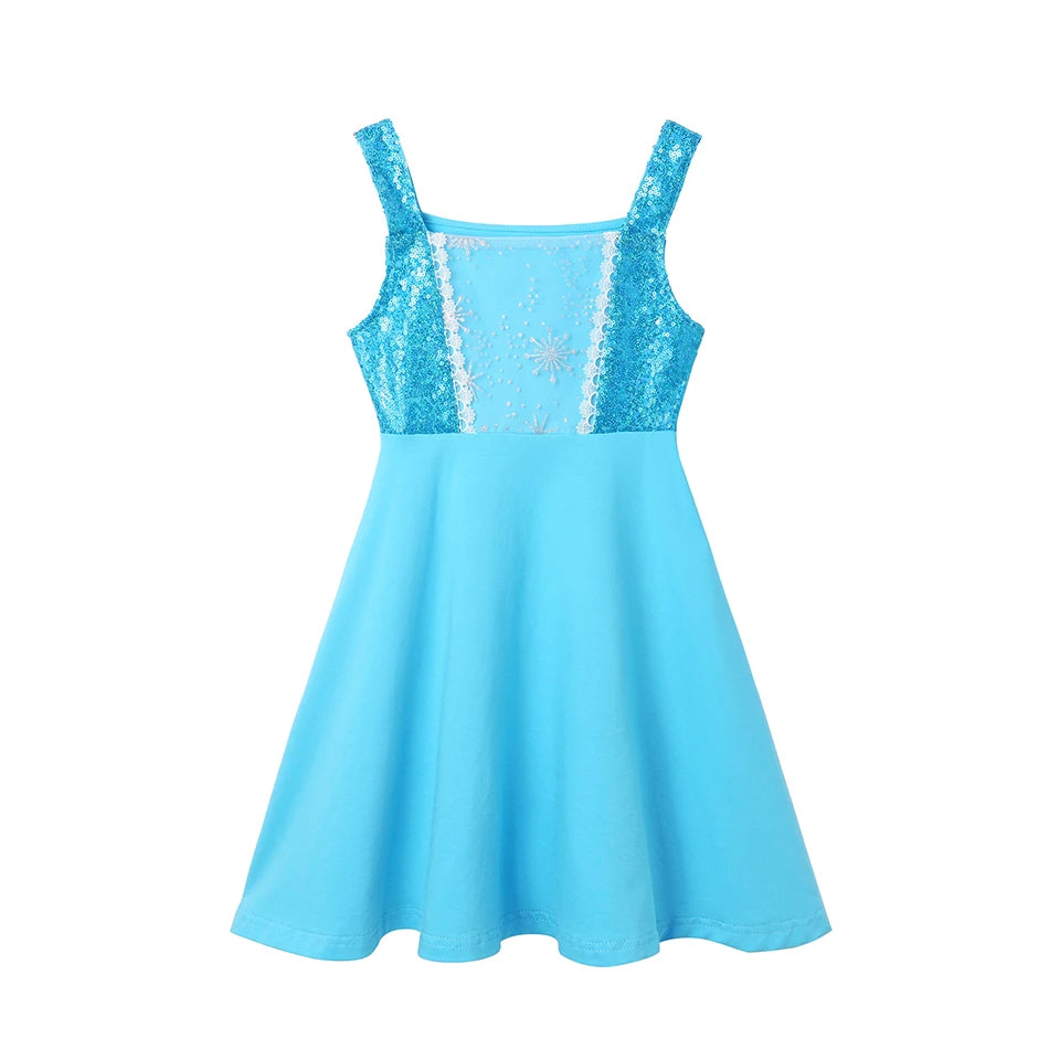 Children's Casual Dress for Girls Mermaid Rapunzel Dress One-Shoulder Sling Short Sleeve Princess Costume Summer Casual Vest NovaCart