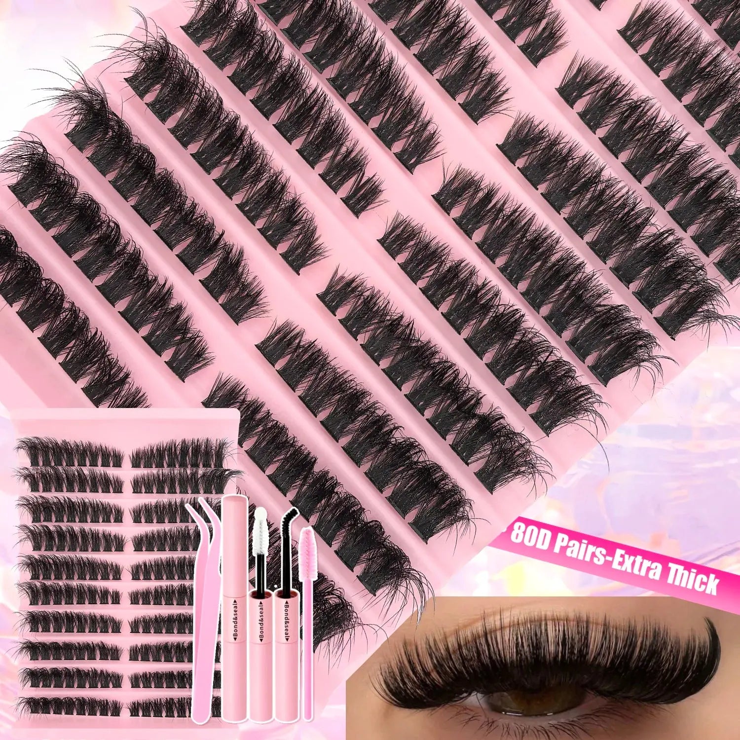 DIY Lash Extension Kit Clusters Individual Eyelashes Kit 9-16mm with Bond and Seal Wispy Natural Mange Lashes NovaCart