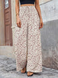 Floral Wide Leg  Flowy Ruffled High Waisted Summer Straight Pants