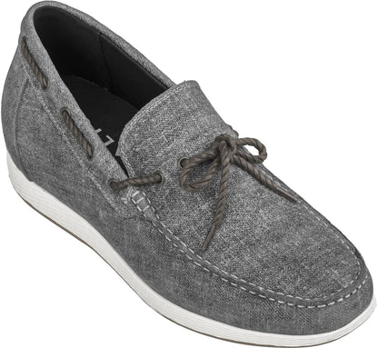 CALTO Denim Grey Boat Shoes - 2.4 Inches - S1101 Tallmenshoes.com