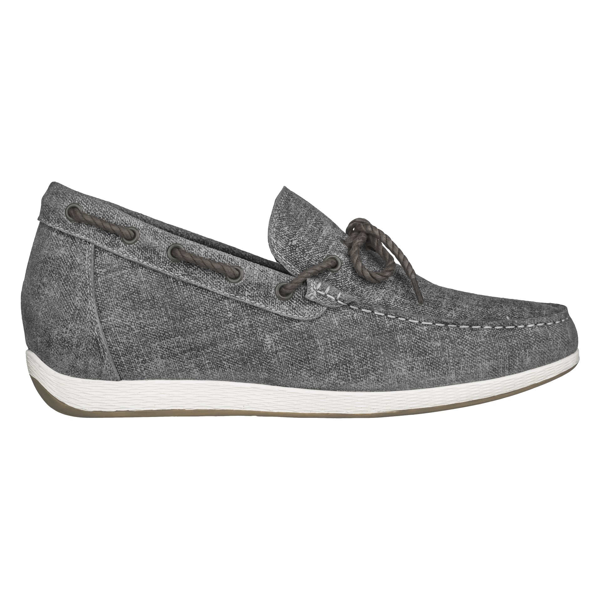 CALTO Denim Grey Boat Shoes - 2.4 Inches - S1101 Tallmenshoes.com