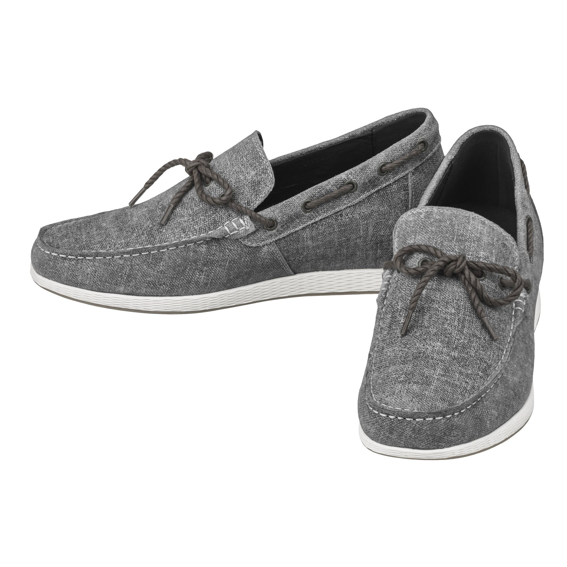 CALTO Denim Grey Boat Shoes - 2.4 Inches - S1101 Tallmenshoes.com