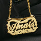 3D Double Plate Custom Nameplate Necklace Gold Plate Pendant Personalized Name Necklace