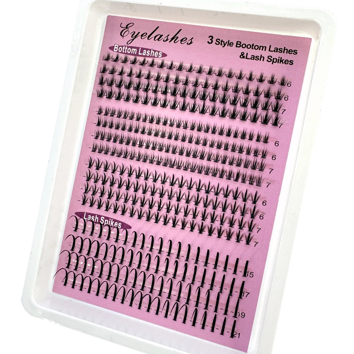 16Rows Bottom Lashes(6-7mm) and Spikes(15-21mm) Mix DIY Eyelash Extension Wispy Individual Lash Spikes Clusters DIY Lashes Tools NovaCart