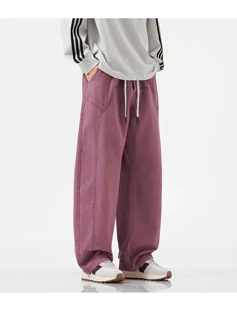 HIQOR High Quality 100% Cotton Work Pants Men Casual Straight Trousers Y2K Man Plus Size Cargo Pants Fashion Solid Workout Pants NovaCart